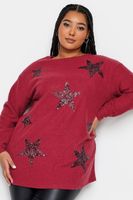 yours jersey rojo suave con estrellas de lentejuelas mujer curvy y tallas grandes yours