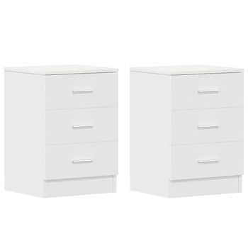 Mesitas De Noche 2 Uds Madera Contrachapada Blanco 38x35x56 Cm Vidaxl