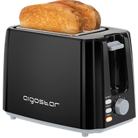 aigostar warrior 30jrl r tostador para dos rebanadas con 7 niveles de tostado 750 w de potencia funcion descongelacion y recalentar libre de bpa color negro
