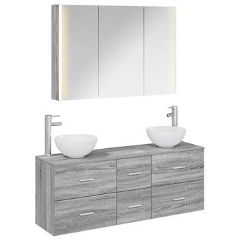 Juego De Muebles De Baño 4 Pcs Sonoma Gris Vidaxl