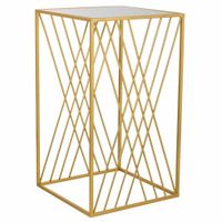 mesa esquinera cuadrada de metal dorado   40x40x70