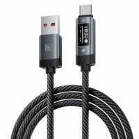 cable toocki tx111a2 6a 100w usb-a a usb-c con pantalla digital oled carga rapida transmision de datos nucleo de cobr