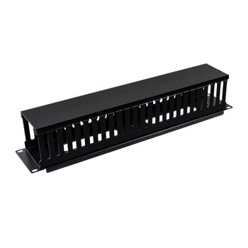 Aiten Data Organizador de Cables 2U con Tapa Negro