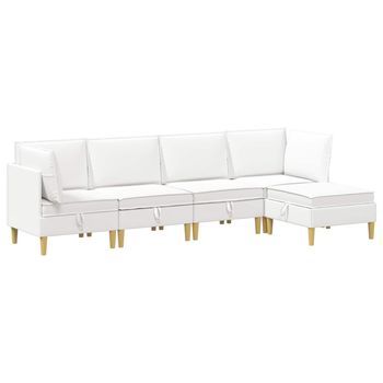 Juego De Sofá Modular Con Almacenamiento 5 Uds. Blanco Tela Vidaxl