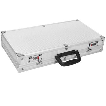 Costway Maletín para Pistola de Aluminio con Doble Bloqueo por Contraseña y Llave Asa de Transporte para Caza 47x25x8,3cm Plateado