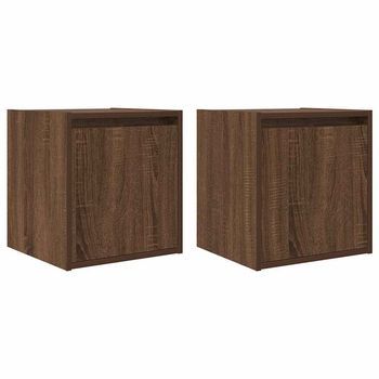 Mesillas De Noche De Pared 2 Uds Roble Marrón 38x34x40 Cm Vidaxl