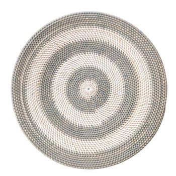 Plato decorativo de ratán gris y blanco 70 cm