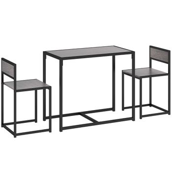 HOMCOM Conjunto de mesa alta de 3 piezas 3 piezas, 2 sillas, 1 mesa, 90 cm x 47 cm x 76 cm, Gris