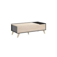 mesa de centro ness diseno elevable grafitonatural 41x99x60 cm