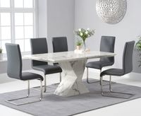 aaron 160cm white marble dining table with malaga dining chairs