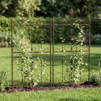 set de 2  reja para plantas en metal marron