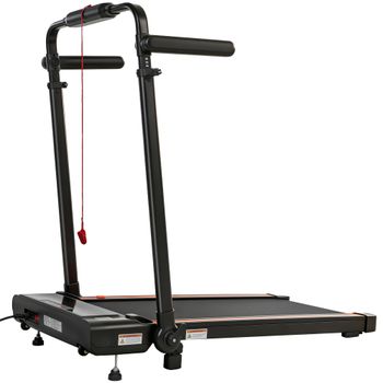 SPORTNOW Cinta de Correr Plegable con Escritorio Extraíble 2.5HP 1-12 KM/H Pantalla LED Manillar y Soporte para Móvil Negro