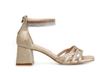 sandalias con refuerzo y tiras de pedrería en el tobillo light gold 38