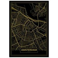 panorama carton pluma mapa oro de amsterdam 70 x 100 cm  impreso en carton pluma de alta calidad  cuadros decoracion salon  cuadros para dormitorio