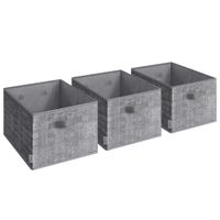 3 cajas de almacenaje plegables de tela de color gris
