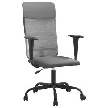 Silla De Masaje | Silla De Gaming Tela De Malla Y Cuero Sintético Gris