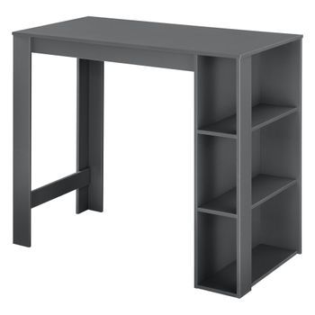 Mesa De Bar Danderyd - Mesa De Bistro Elegante - 120 X 60 X 105,5 Cm - Mesa Alta De Cocina - Con 3 Estantes Integrados - Gris Oscuro [en.casa]®