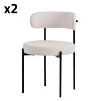 2x sillas de comedor blanco asiento poliester teddy con respaldo alto