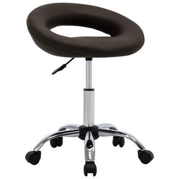 Silla De Trabajo Con Ruedas Cuero Sintético Marrón Vidaxl