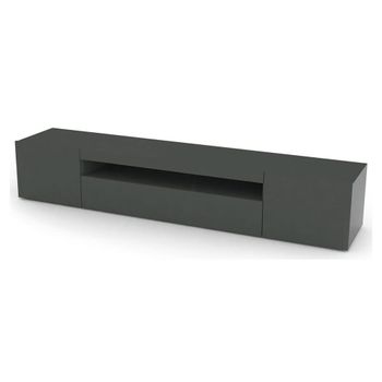 Mueble tv efecto madera antracita brillante 200x40h37 cm