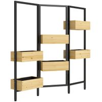 outsunny jardinera con pantalla jardinera elevada con enrejado plegable 6 maceteros con orificios de drenaje acero   aosom espana