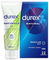 durex natural regular fit preservativos 12 uds  naturals lubricante 100 ml