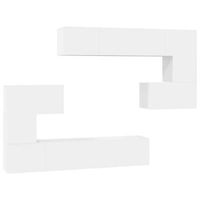 set de mueble para tv de 8 uds  mueble de salon  gabinete de tv madera de ingenieria blanco
