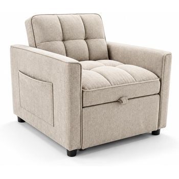 Dupi Sillón Cama Avis De 93x100x79 Cm | Sillón Convertible En Cama De 77x190 Cm | 1 Plaza | Beige