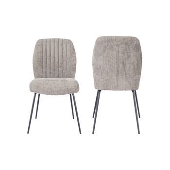 Pack De 2 Sillas Nalon Tapizadas En Tela Suave En Color Beige Y Patas Metálicas En Color Negro 89x61x47 Cm