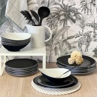 vajilla de 18 piezas porcelana negro