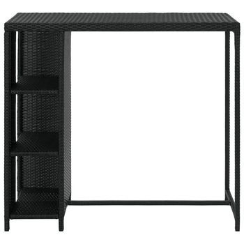 Mesa Bar | Mesa De Bistró Estante Almacenaje 120x60x110cm Ratán Sintético Negro