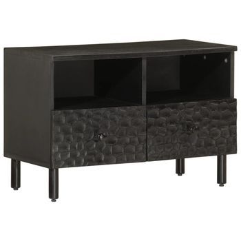 Mueble De Tv Madera Maciza De Mango Negro 70x33x46 Cm Vidaxl