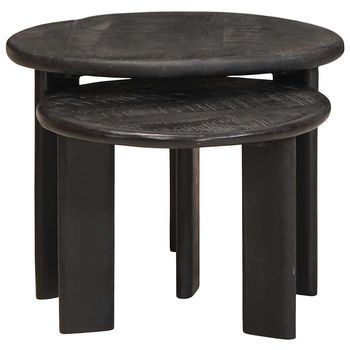 2 Piezas Mesas De Café | Mesa De Centro Nido Madera De Mango Maciza