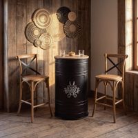 mueble bar de abeto macizo e impermeabilizado y metal