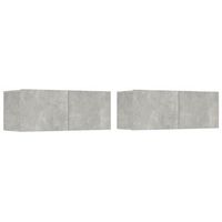 2 uds muebles tv  mueble de salon  armario tv madera ingenieria gris hormigon 80x30x30 cm