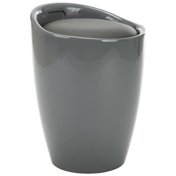 Taburete De Almacenamiento Cuero Sintético Gris Vidaxl