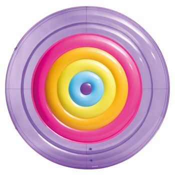 INTEX - Isla hinchable gigante, 201 cm, Diseño arcoíris, Cuerda de agarre y 2 cámaras de aire, Incluye parche reparación, Flotador doble adulto, Colchonetas hinchables, Colchoneta piscina