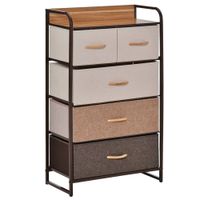 comoda de tela 58x29x99 cm crema cafe y marron