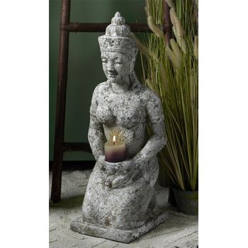 Figura Mujer Buda Arrodillada Envejecido 32x32x80cm