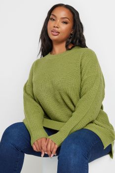 Yours Jersey De Punto Verde Con Hombro Caído, Mujer Curvy Y Tallas Grandes, Yours