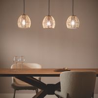 ledkia lampara colgante mahali papel trenzado 3 focos diseno natural