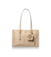 michael kors para mujer 30t6a6zt8c bolso tote mediano con cremallera y charm beige osfa casual poliester reciclado