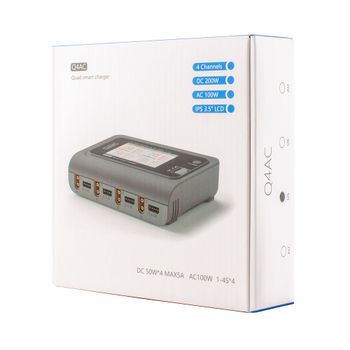 Cargador Inteligente ToolkitRC Q4AC para Modelos RC, Adaptadores XT60, 4x50w 5A AC 100W, 4 Puertos DC, Cargador de Batería de Litio con Función de Balanceo