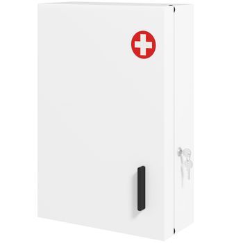 Armario Botiquín De Pared De Acero Blanco Para Primeros Auxilios – 40 X 18 X 60 Cm – Blanco
