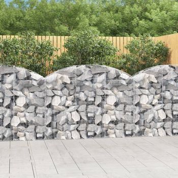 Cesta Gaviones | Gavión Para Piedras | Gavión Decorativo Forma Arco Hierro Galvanizado 150x30x100/120 Cm Cfw615256