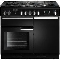 rangemaster professional dual fuel range cooker - black  chrome black