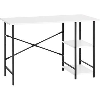 Escritorio Madera Metal, Mesa De Ordenador Con 2 Estantes, Blanco Y Metal 120 X 60 X 74 Alexis