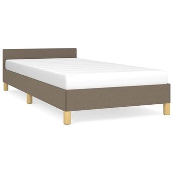 Cama Individual | Cama De Adulto | Estructura De Cama Con Cabecero Sin Colchón Tela Taupe 80x200cm