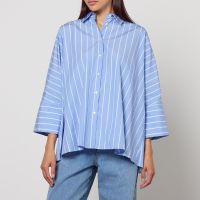 weekend max mara hudson striped cotton-poplin shirt - uk 10