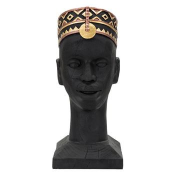 Estatuilla En Forma De Cabeza De Hombre En Resina Negra Cm 25x25x56
